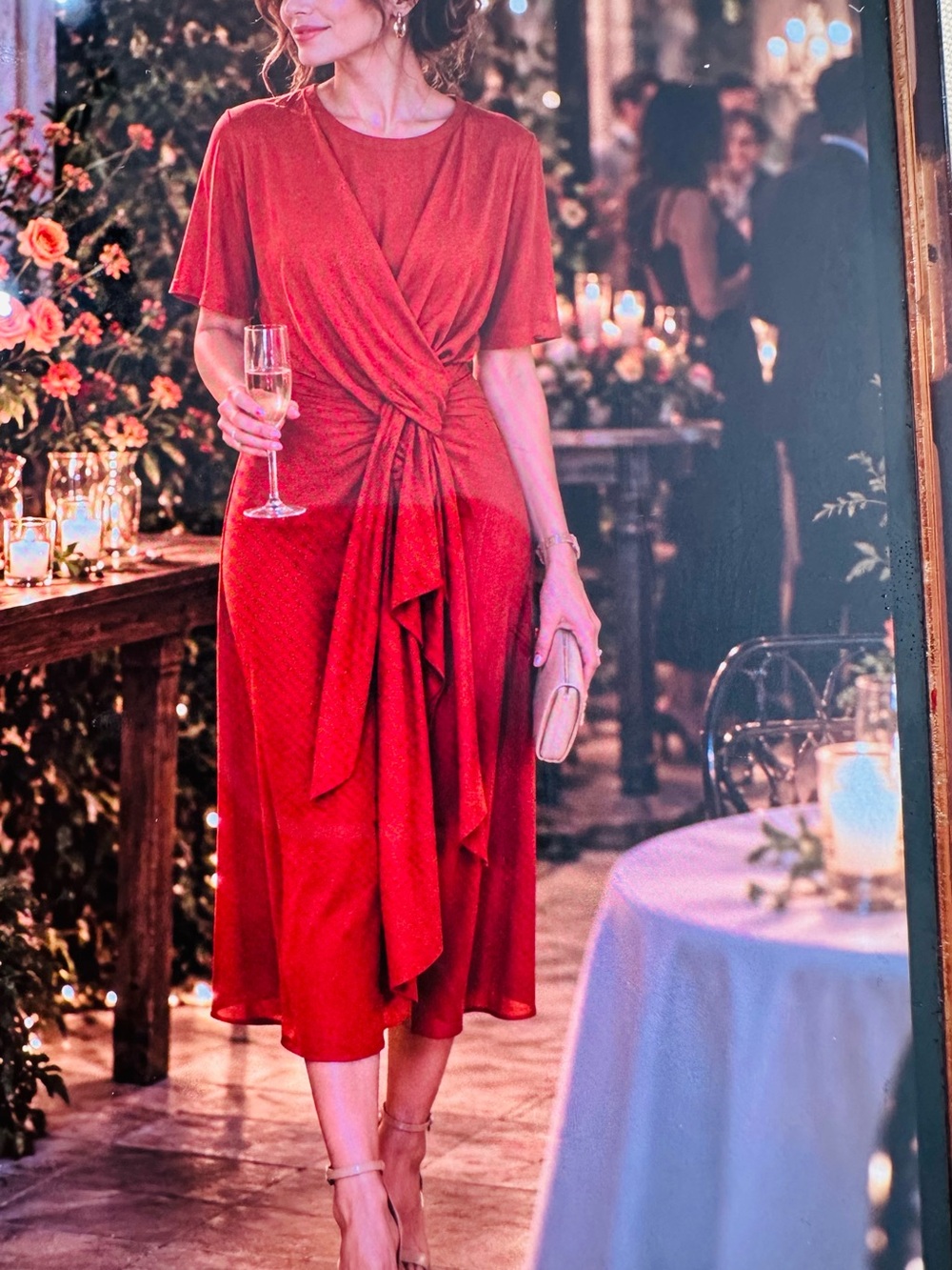Eloquii Red Knot-Front Midi Dress
